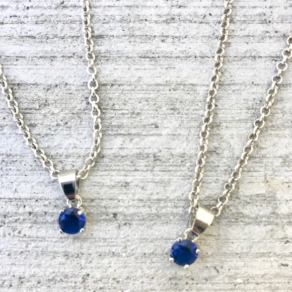 effy Jewelry - 2 BFF SAPPHIRE BLUE necklace silver PENDANT CHAIN
